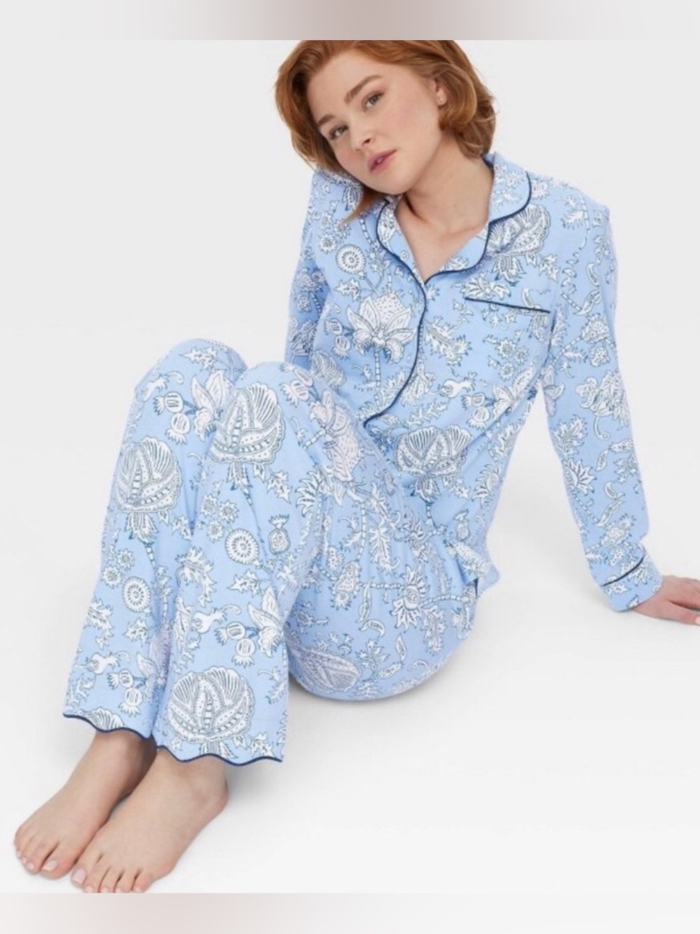 Roller Rabbit x Target Women's Floral Vines Long Sleeves Pajama Set size Large